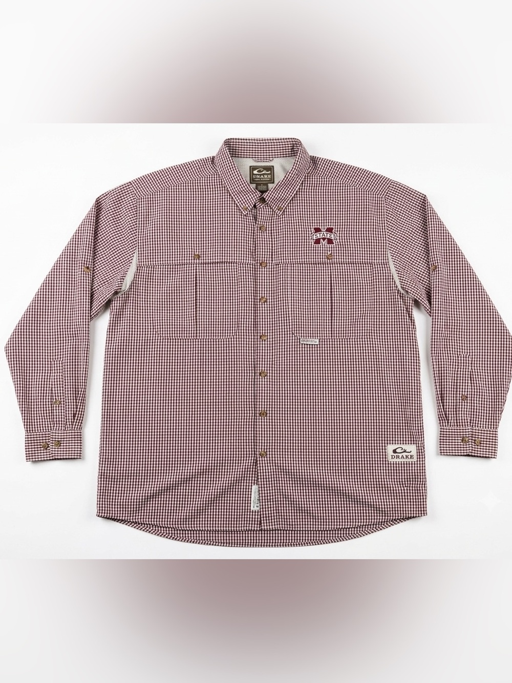Mississippi State Frat Gingham Long Sleeve Shirt by Drake Waterfowl